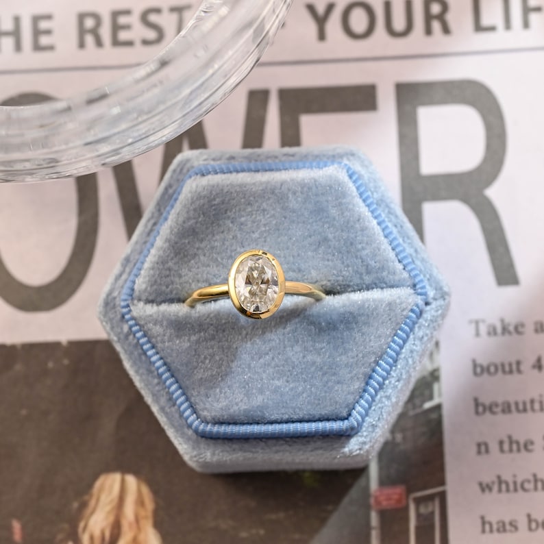 1.0 CT Oval F/VS1 CVD Diamond Bezel Setting Engagement Ring - Camila Brown