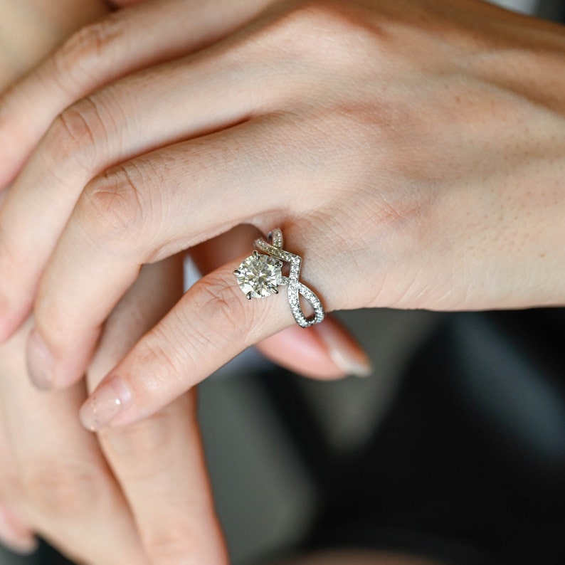 1.0-3.0 CT Round F/VS1 CVD Diamond Unique Setting Engagement Ring - Camila Brown