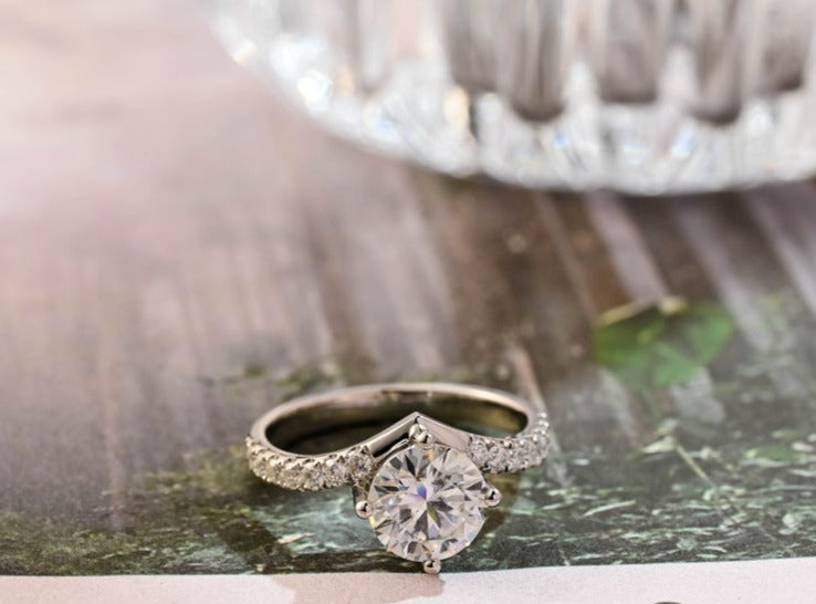 1.0-3.0 CT Round F/VS1 CVD Diamond Pave Setting Engagement Ring - Camila Brown