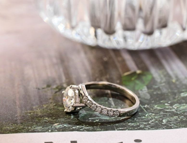 1.0-3.0 CT Round F/VS1 CVD Diamond Pave Setting Engagement Ring - Camila Brown