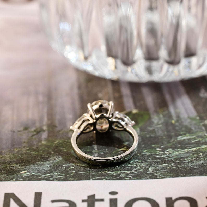 1.0-3.0 CT Oval F/VS1 CVD Diamond Three stone style Engagement Ring - Camila Brown