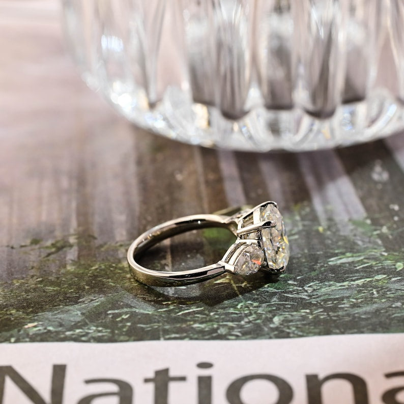 1.0-3.0 CT Oval F/VS1 CVD Diamond Three stone style Engagement Ring - Camila Brown