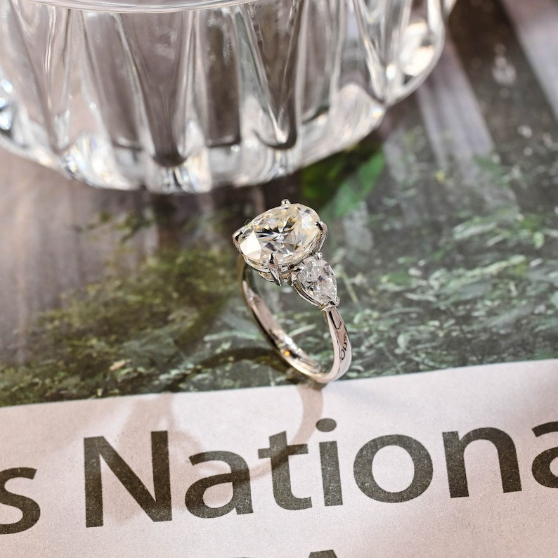 1.0-3.0 CT Oval F/VS1 CVD Diamond Three stone style Engagement Ring - Camila Brown