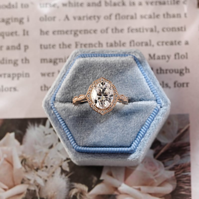 1.0-3.0 CT Oval F/VS1 CVD Diamond halo Pave Setting Engagement Ring - Camila Brown