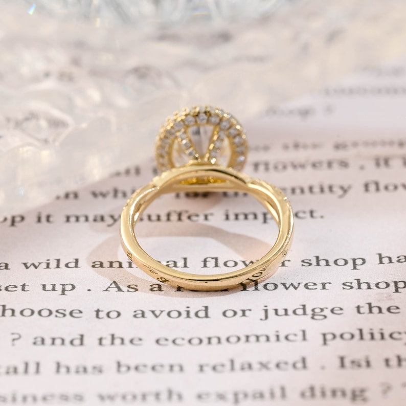 3.0 CT Oval G/VS2 CVD Diamond halo Twist Setting Engagement Ring - Camila Brown