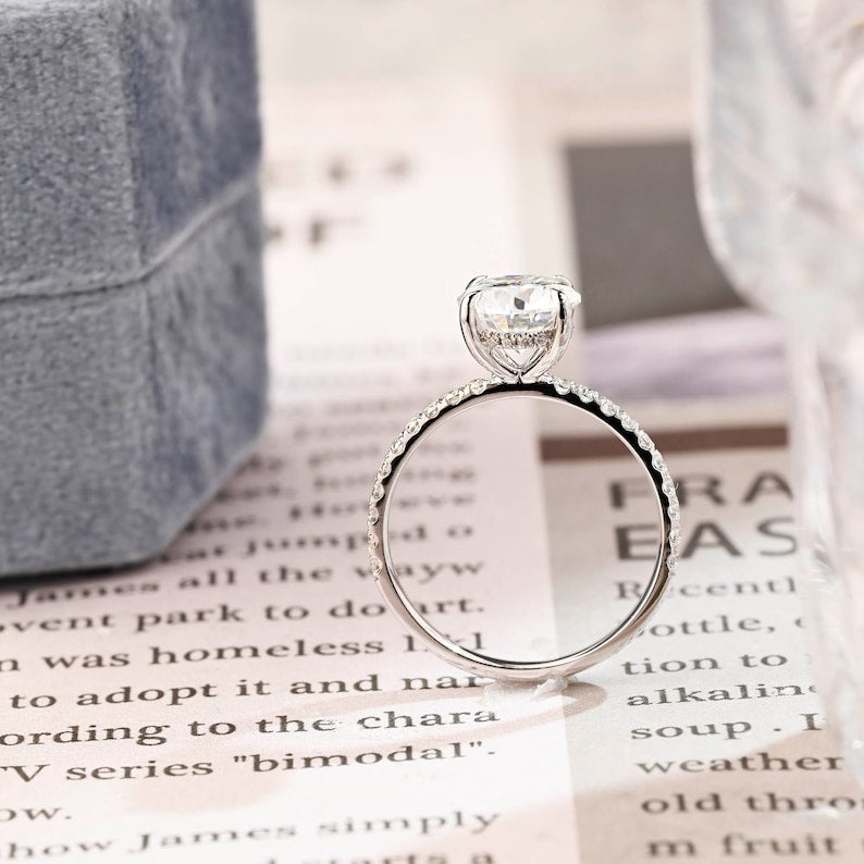 1.0 CT Round F/VS1 CVD Diamond Hidden Halo Pave Setting Engagement Ring - Camila Brown