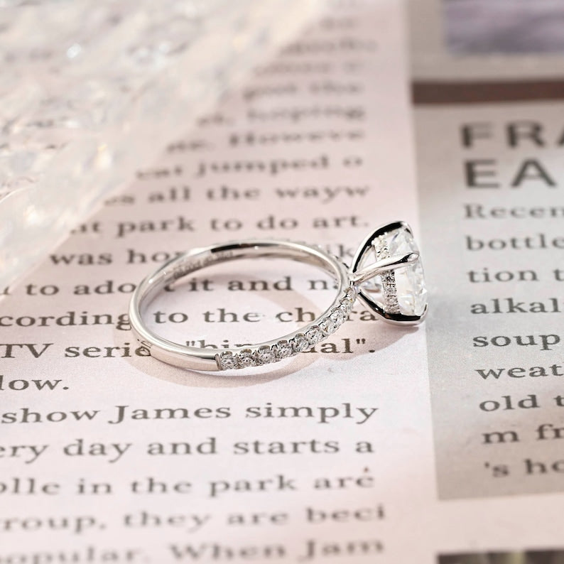 1.0 CT Round F/VS1 CVD Diamond Hidden Halo Pave Setting Engagement Ring - Camila Brown