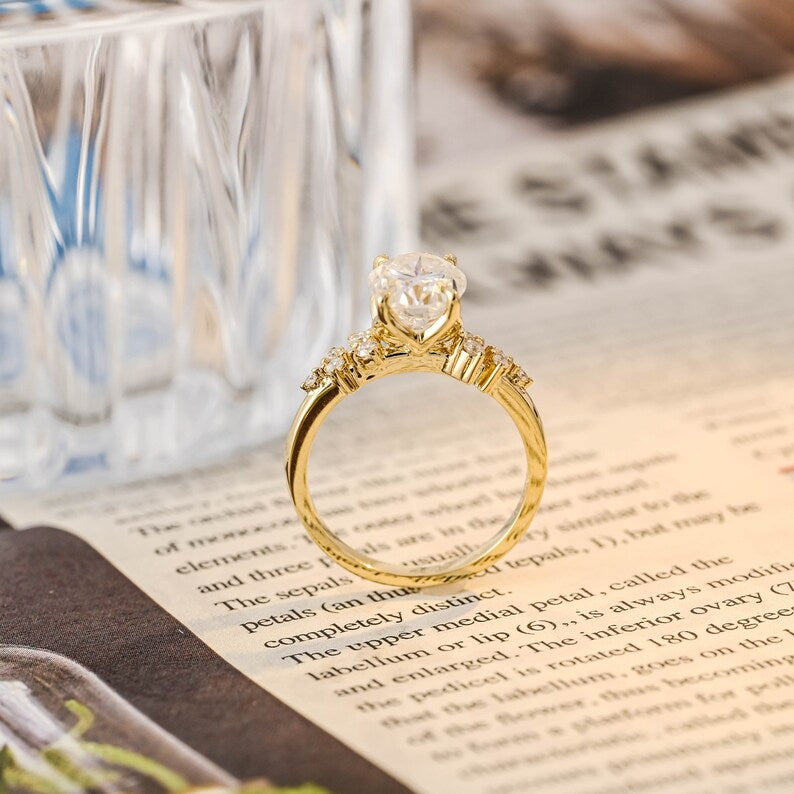 1.0-3.0 CT Oval F/VS1 CVD Diamond Cluster Setting Engagement Ring - Camila Brown