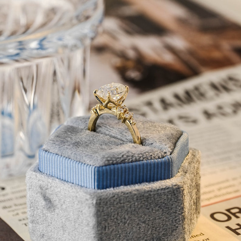 1.0-3.0 CT Oval F/VS1 CVD Diamond Cluster Setting Engagement Ring - Camila Brown