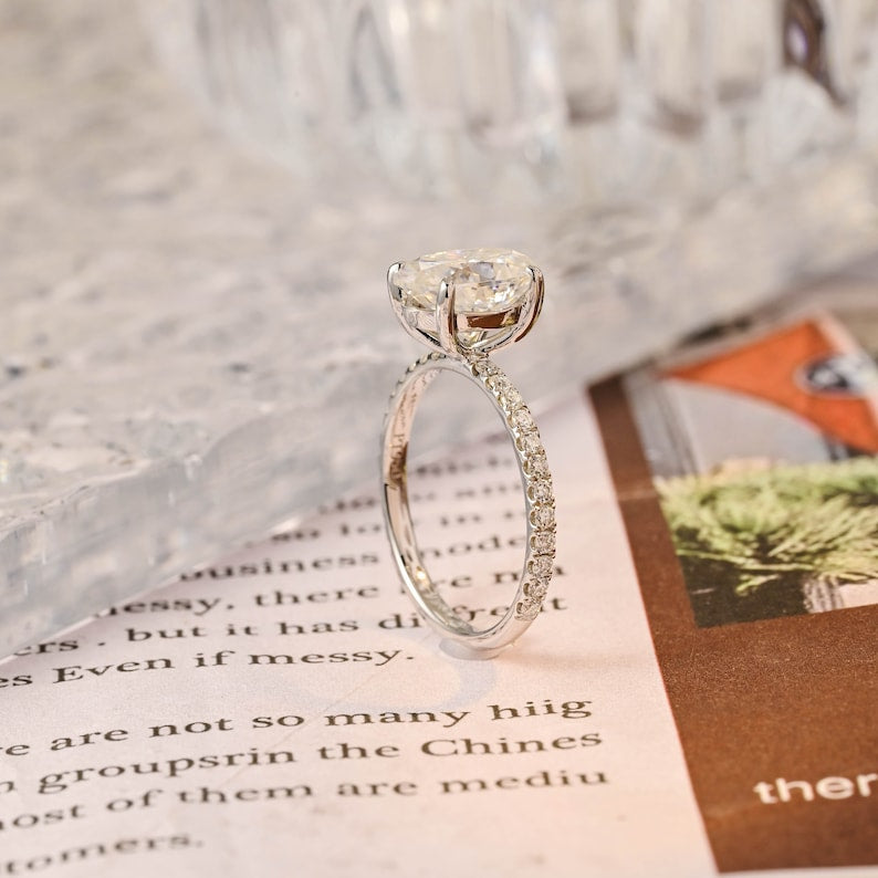 1.50 CT-3.50 CT Oval F/VS1 CVD Diamond Halo Pave Setting Engagement Ring - Camila Brown