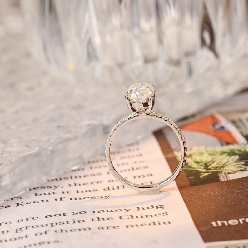 1.50 CT-3.50 CT Oval F/VS1 CVD Diamond Halo Pave Setting Engagement Ring - Camila Brown