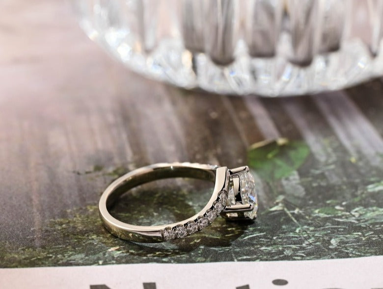 1.0-3.0 CT Round F/VS1 CVD Diamond Pave Setting Engagement Ring - Camila Brown