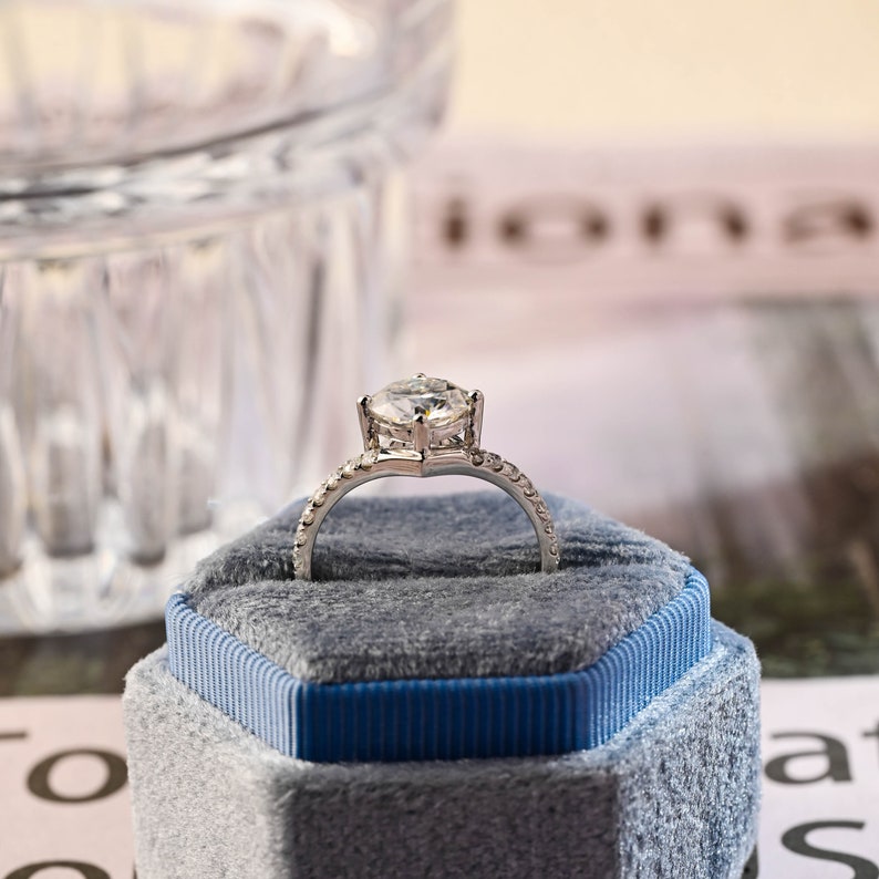 1.0-3.0 CT Round F/VS1 CVD Diamond Pave Setting Engagement Ring - Camila Brown