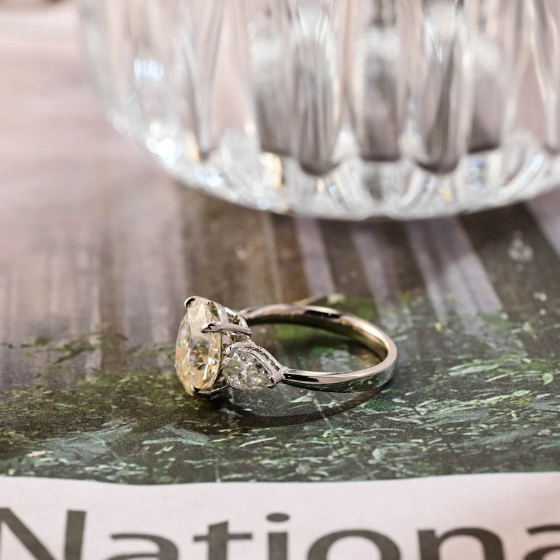 1.0-3.0 CT Oval F/VS1 CVD Diamond Three stone style Engagement Ring - Camila Brown