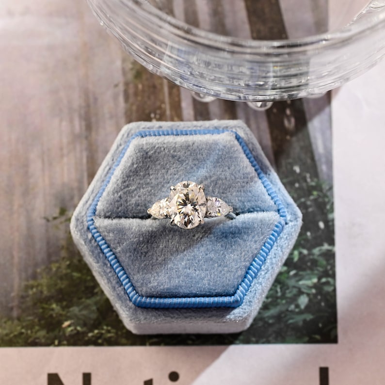 1.0-3.0 CT Oval F/VS1 CVD Diamond Three stone style Engagement Ring - Camila Brown