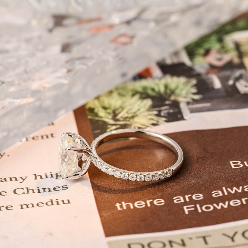 1.50 CT-3.50 CT Oval F/VS1 CVD Diamond Halo Pave Setting Engagement Ring - Camila Brown