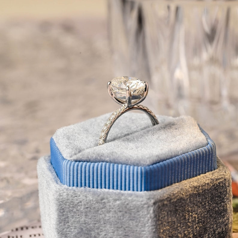 1.50 CT-3.50 CT Oval F/VS1 CVD Diamond Halo Pave Setting Engagement Ring - Camila Brown