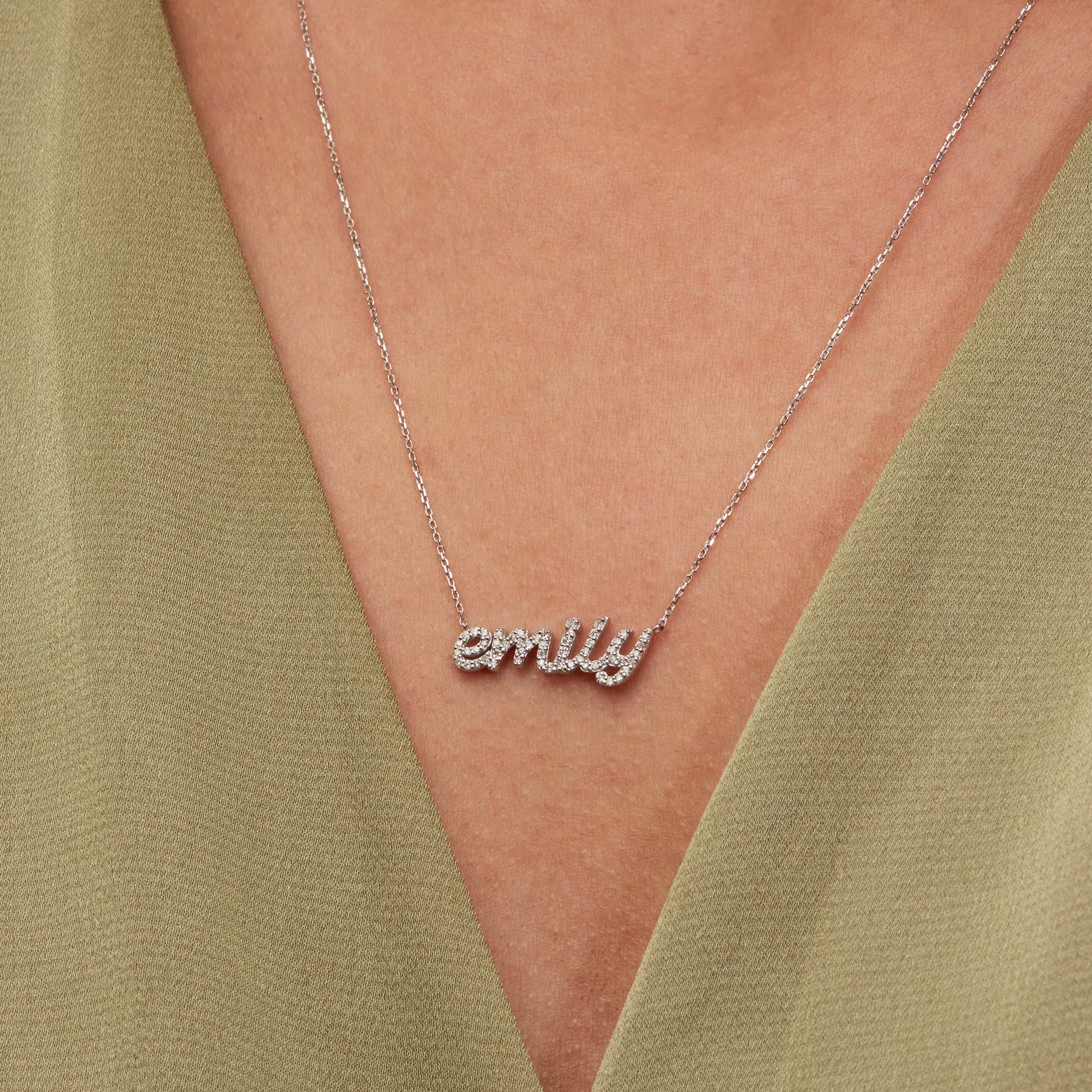 Customized Nameplate Moissanite Diamond Necklace for Women - Camila Brown