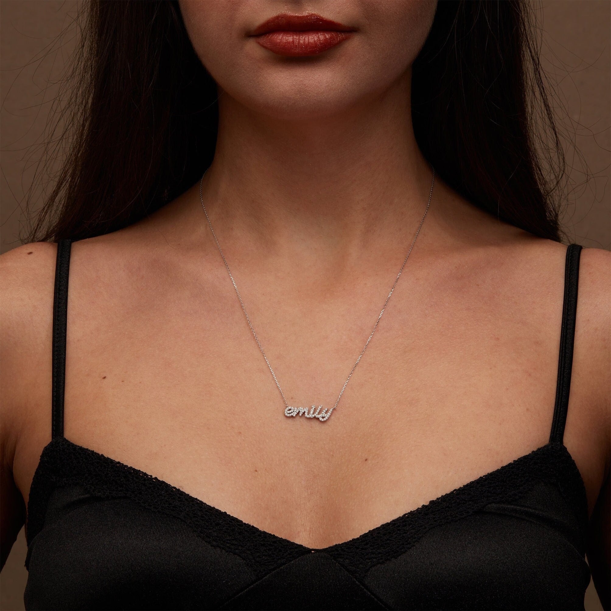 Customized Nameplate Moissanite Diamond Necklace for Women - Camila Brown