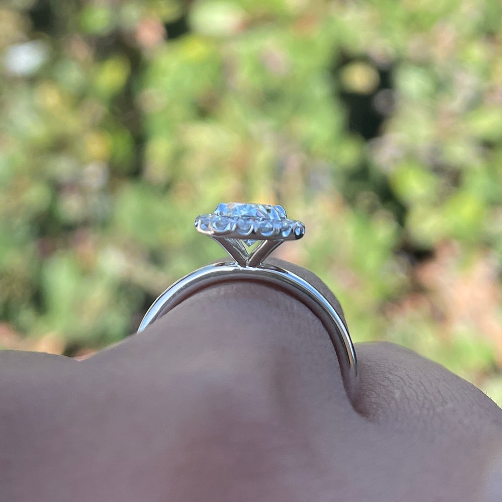 1.25 CT Oval F/VS2CVD Diamond Halo Engagement Ring - Camila Brown