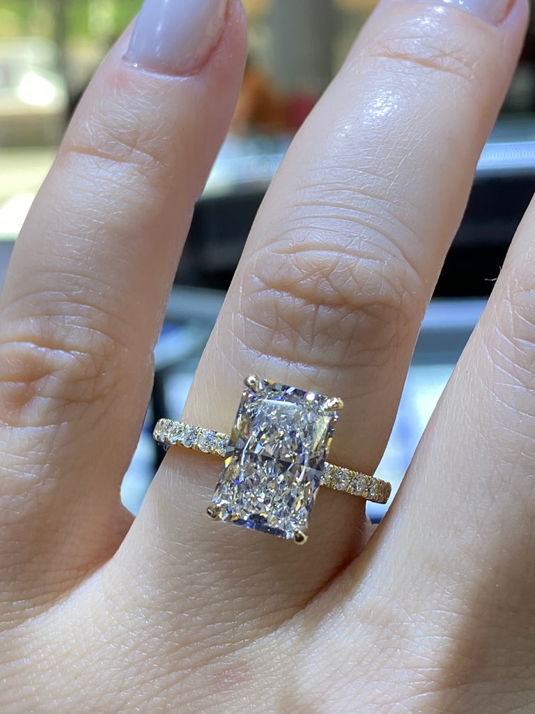 2.0 CT-4.0 CT Radiant CVD Diamond Pave Setting Engagement Ring - Camila Brown