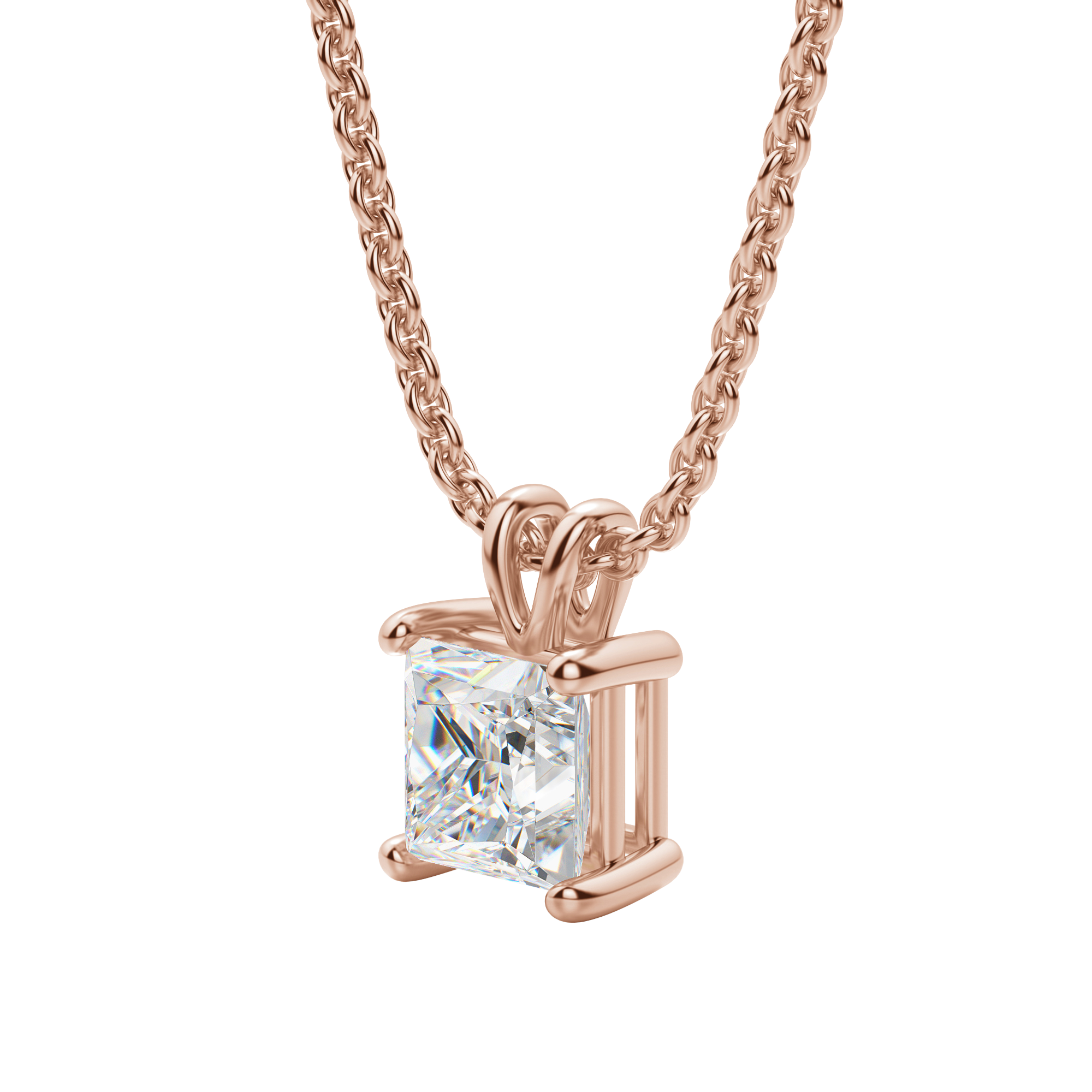 0.25 CT- 1.0 CT Princess Solitaire F/VS Lab Grown Diamond Necklace - Camila Brown