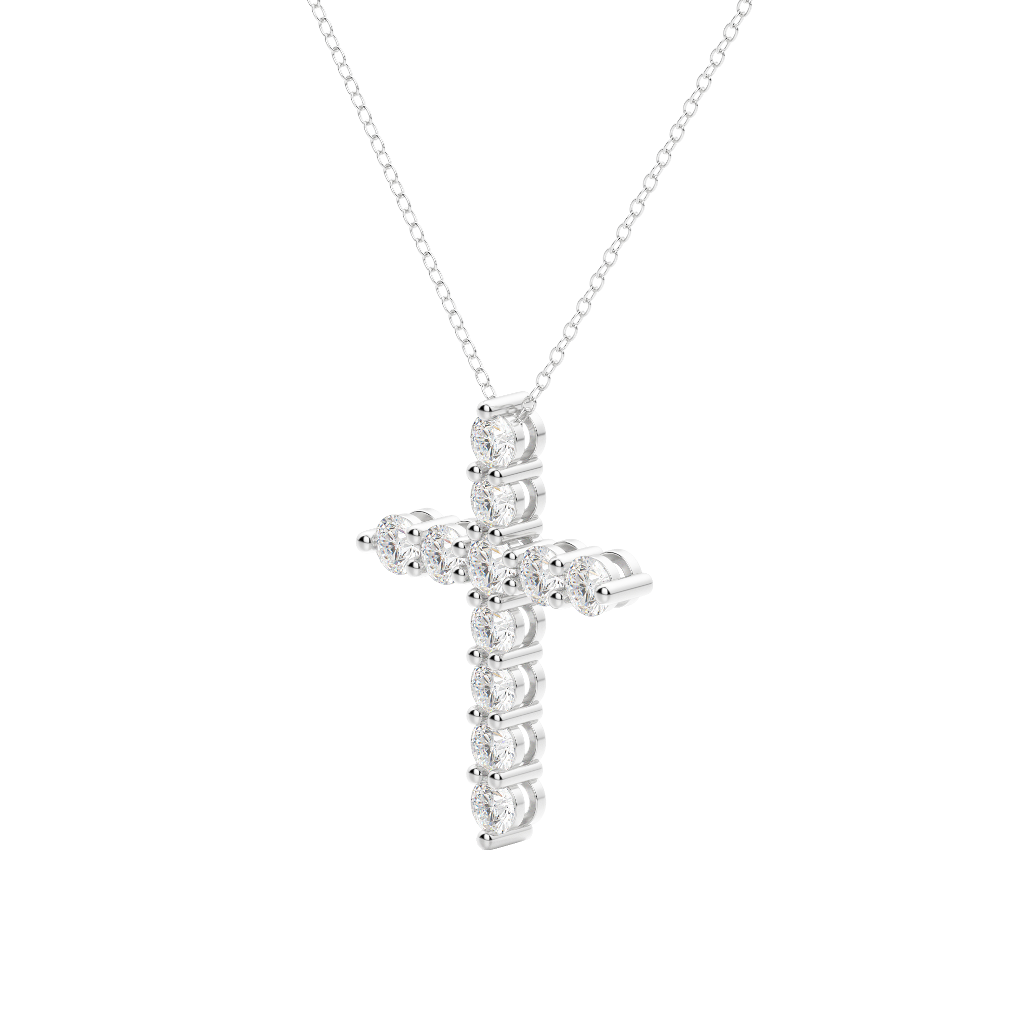0.17 CT Round Moissanite Diamond Cross Pendant Necklace - Camila Brown