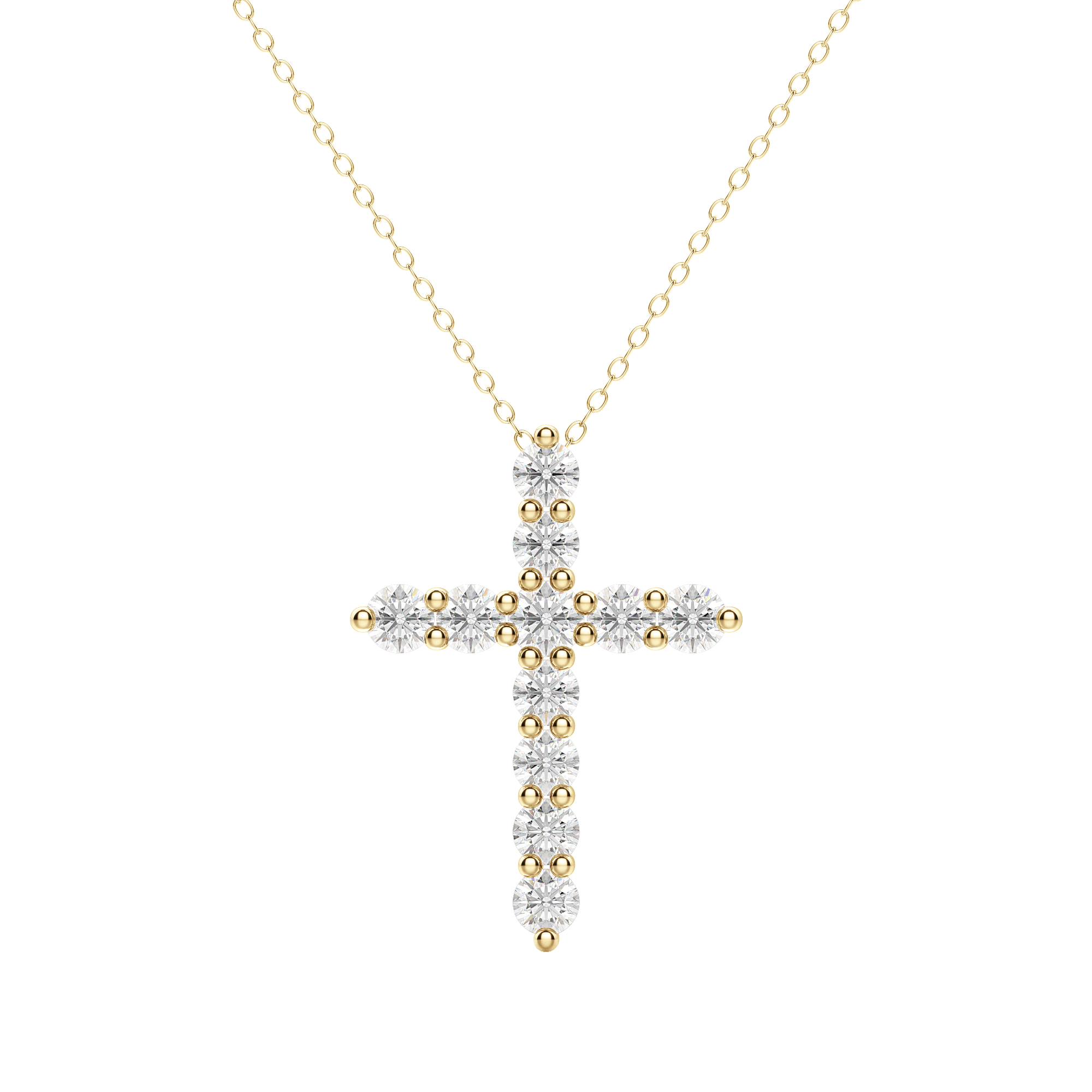 0.17 CT Round Moissanite Diamond Cross Pendant Necklace - Camila Brown