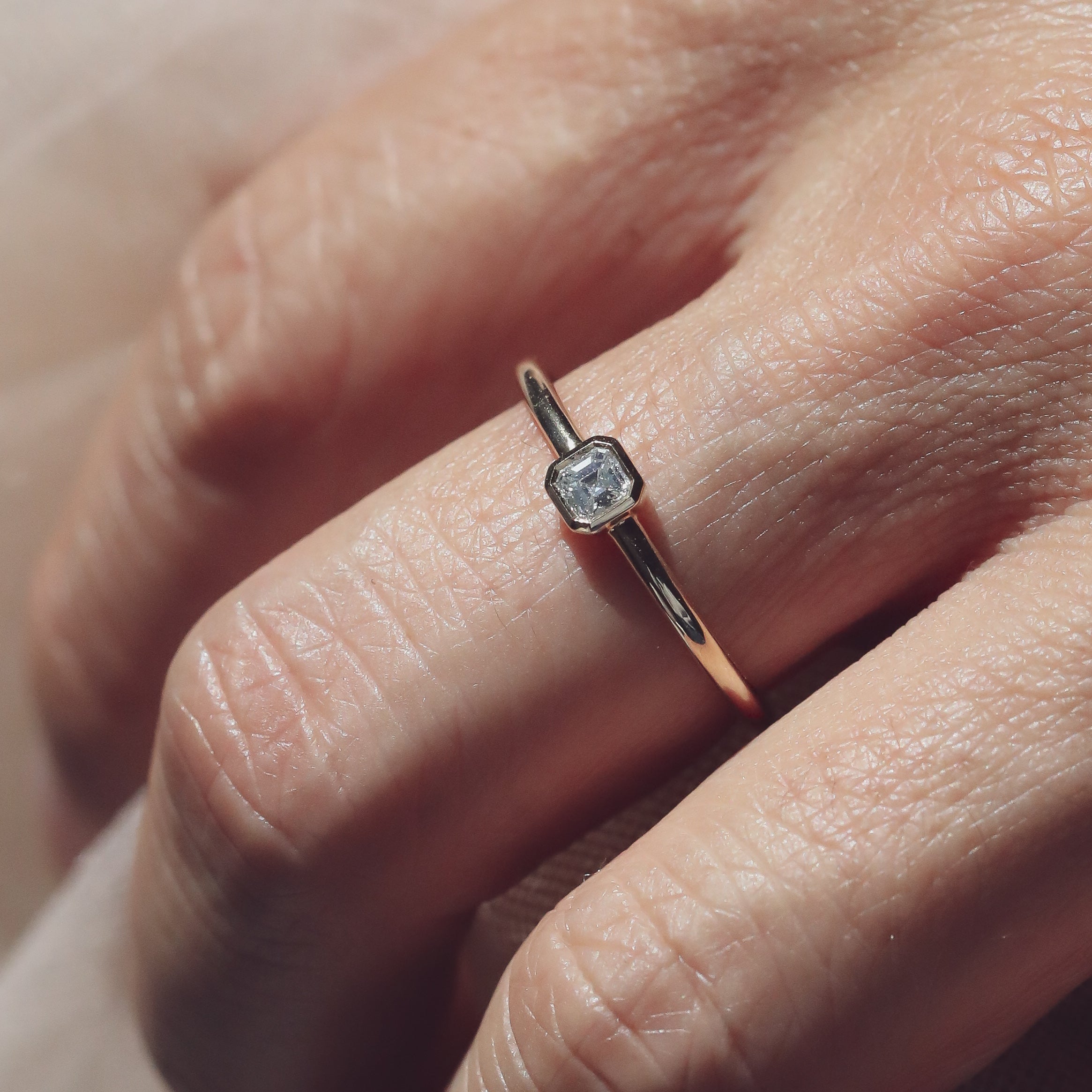 0.15 CT Asscher CVD Diamond Unique Daily Wear Ring