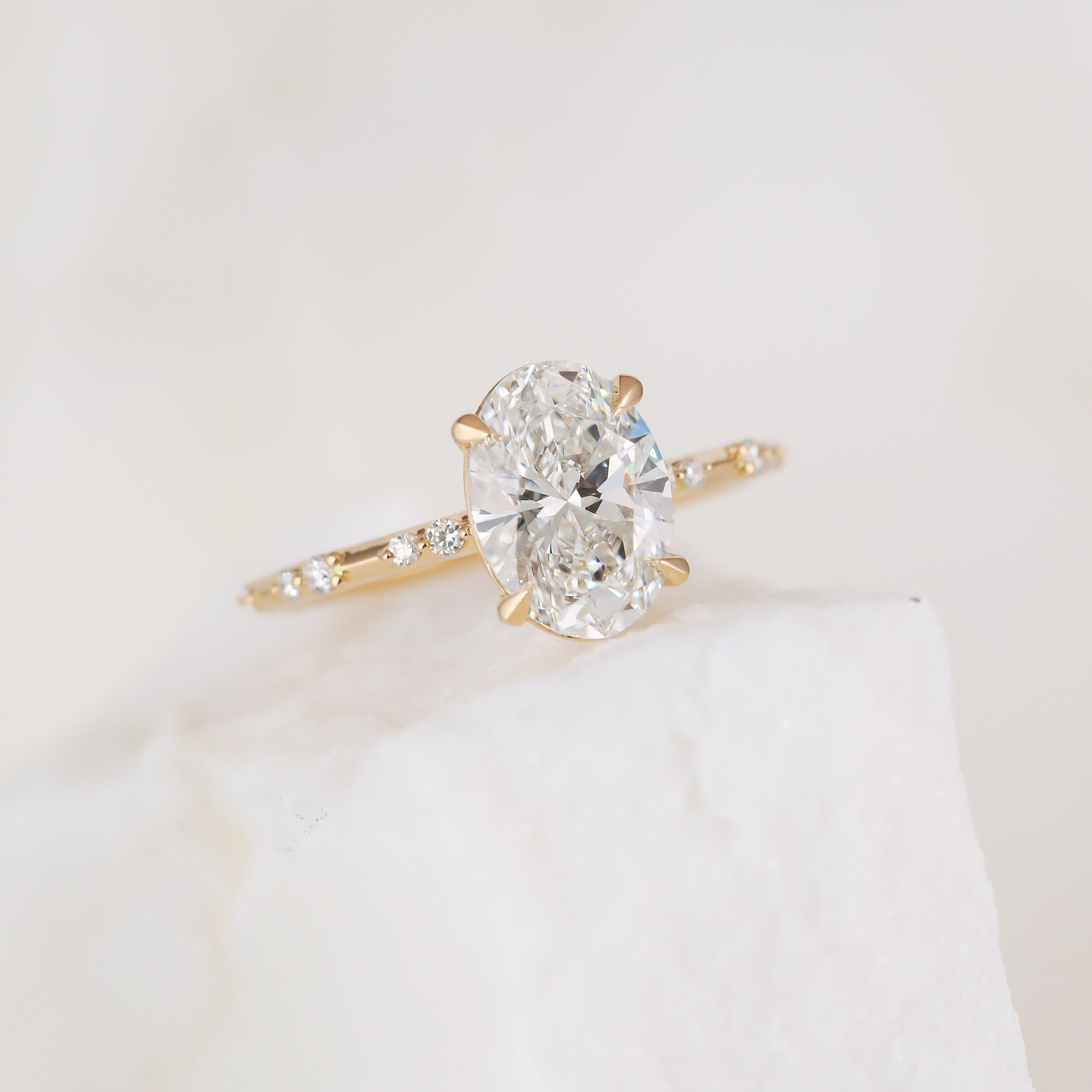 1.83 -3.50 CT Oval  Lab Grown Diamond Dainty Engagement ring