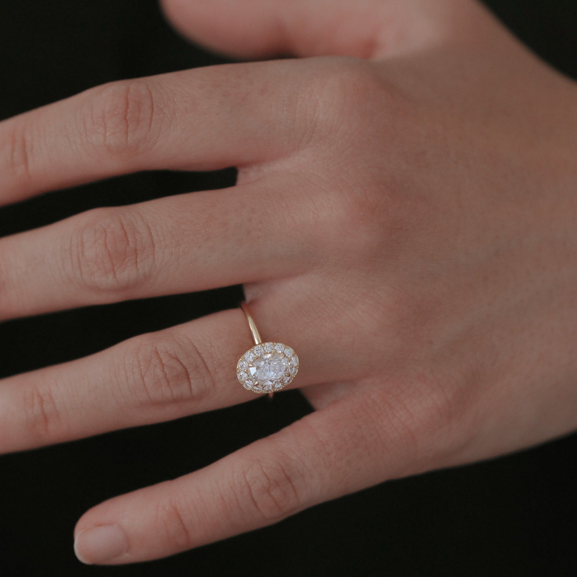 1.0 -3.0  CT Oval  Lab Grown Diamond Halo Engagement ring