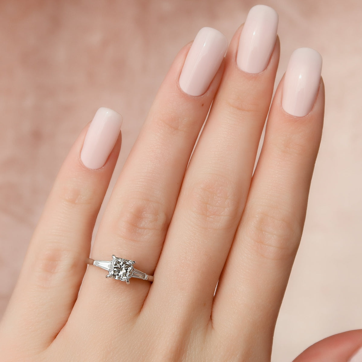 1.0 -3.0 CT Princess Shape  Three Stone Style Engagement Ring
