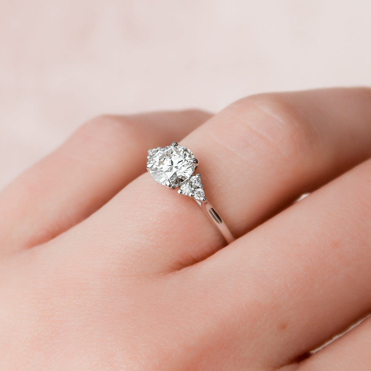 1.0  - 3.0 CT Round Cut Lab Grown Diamond Cluster Engagement Ring