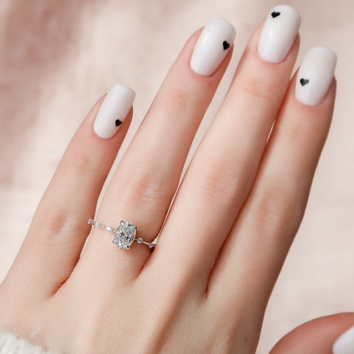 2.0 -4.0 CT Oval Cut Lab Grown Diamond Dainty Engagement Ring