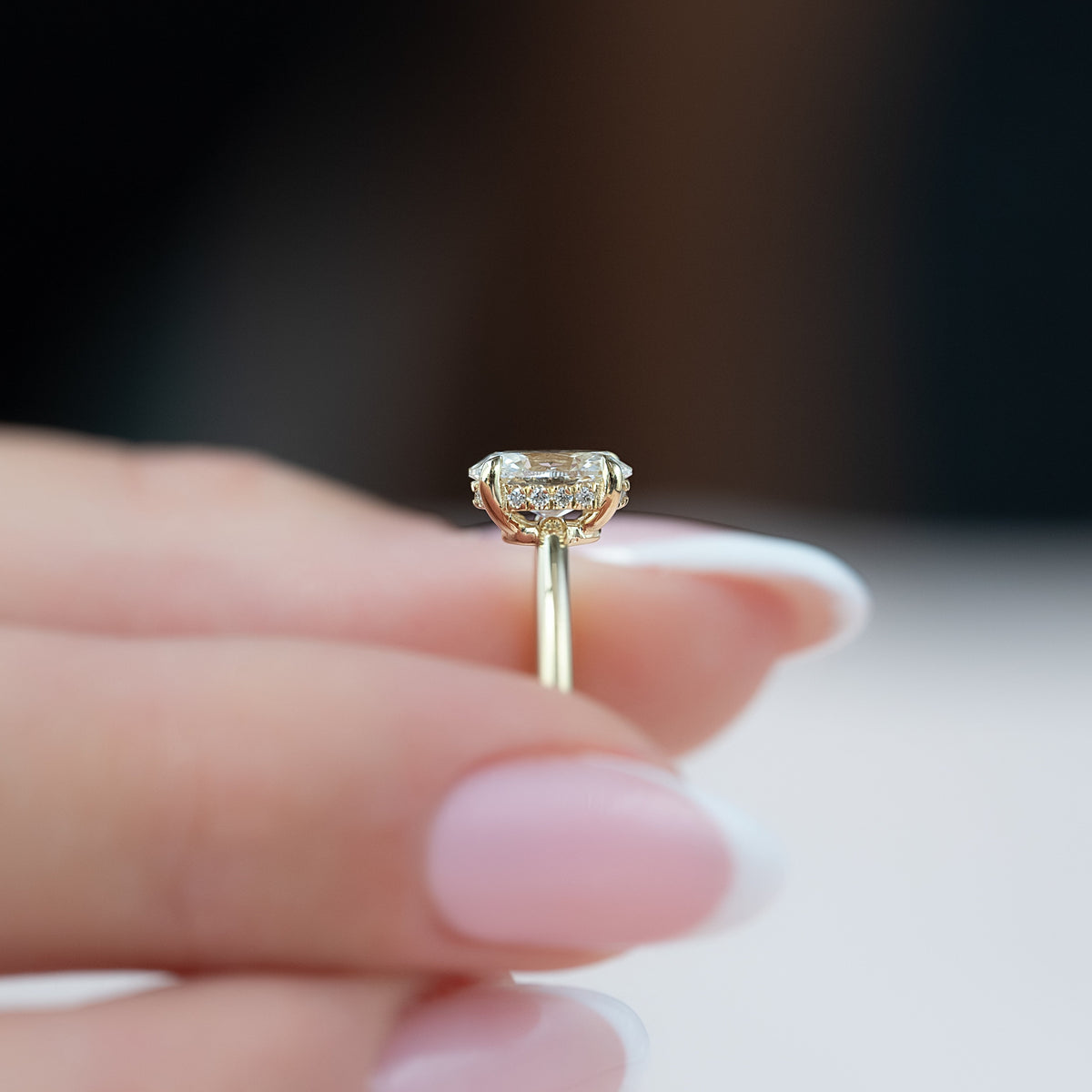2.0  - 4.0 CT Oval  Cut Lab Grown Diamond Hidden Halo Engagement Ring