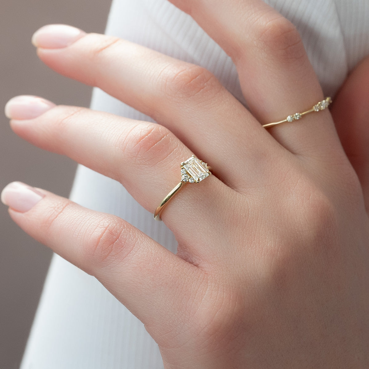 1.50 - 3.50 CT Emerald Cut Lab Grown Diamond Cluster Engagement Ring