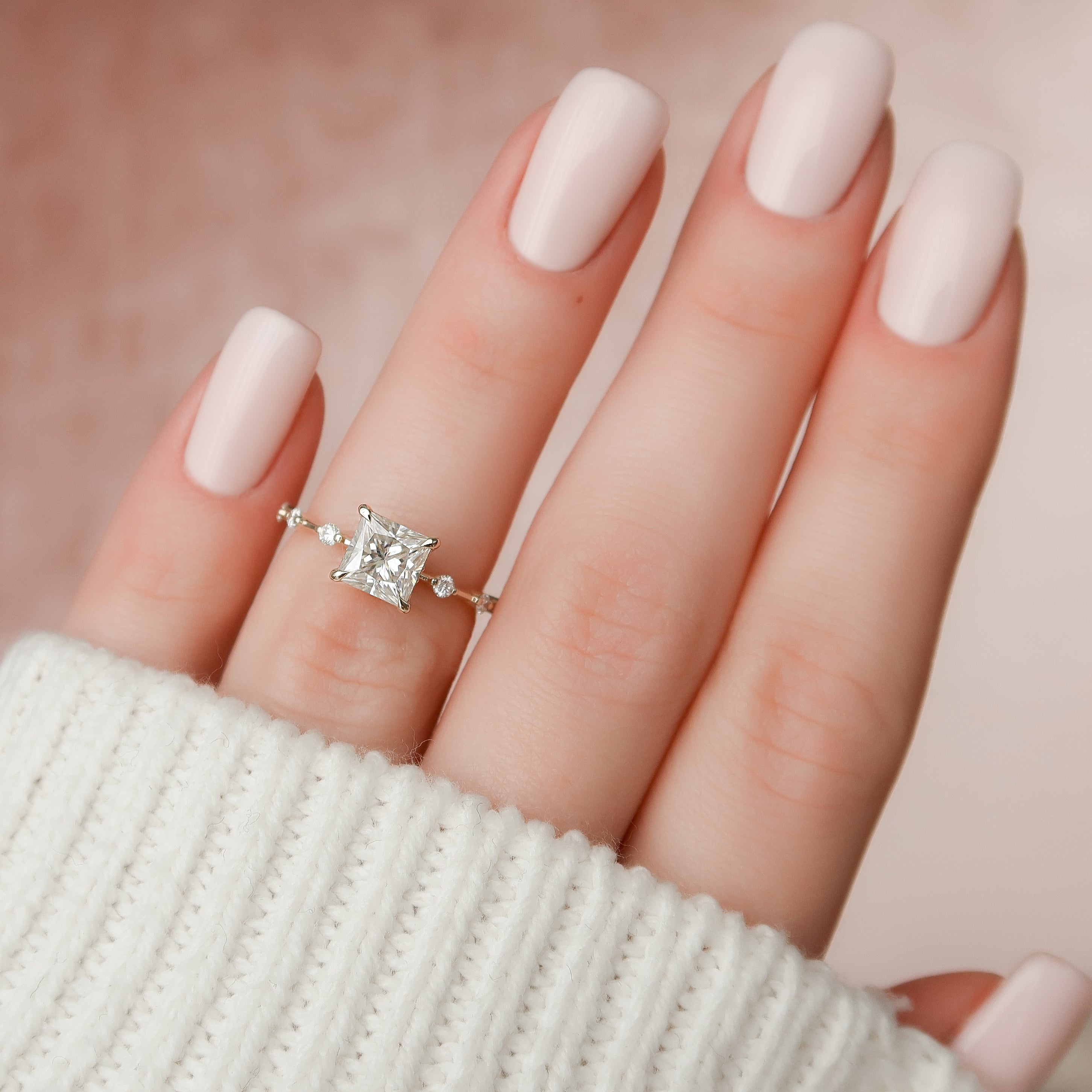 1.0 -3.0 Shape Princess Dainty Engagement Ring