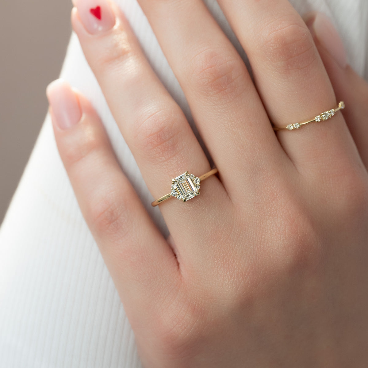 1.50 - 3.50 CT Emerald Cut Lab Grown Diamond Cluster Engagement Ring