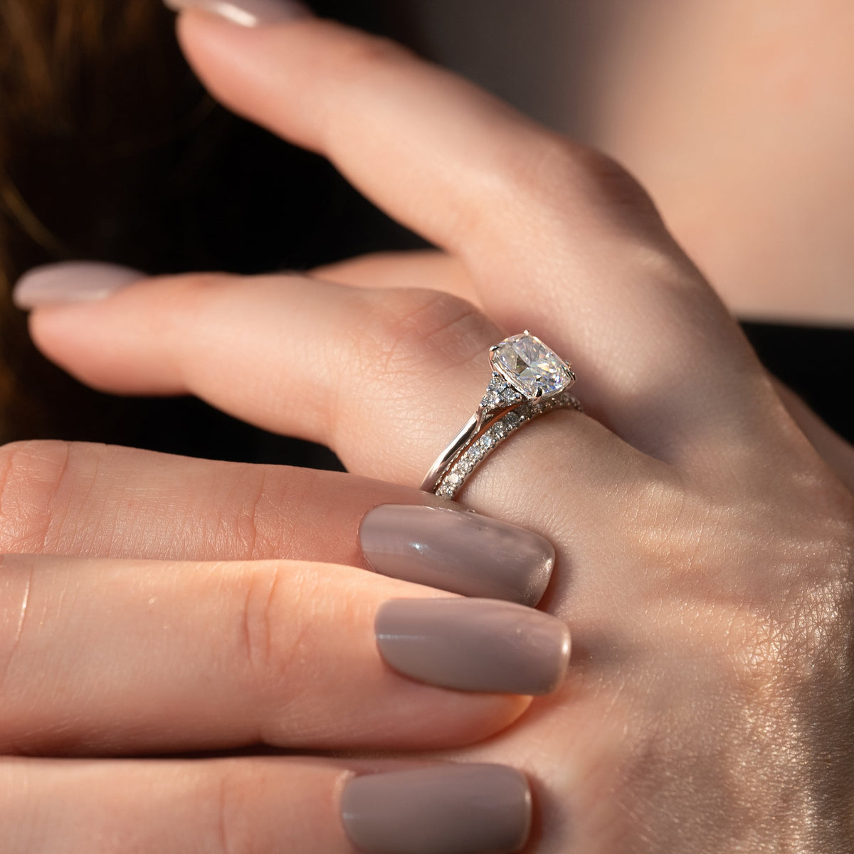 2.0 - 4.0 CT Elongated Cushion Cut Lab Grown Diamond Cluster Engagement Ring