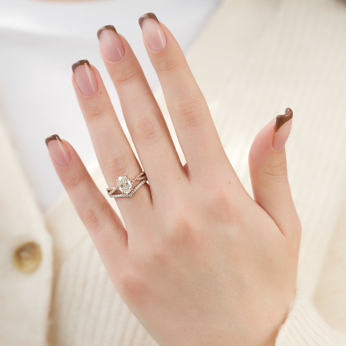 1.50 - 3.50 CT Oval Cut Lab Grown Diamond Twisted & Pave Engagement Ring