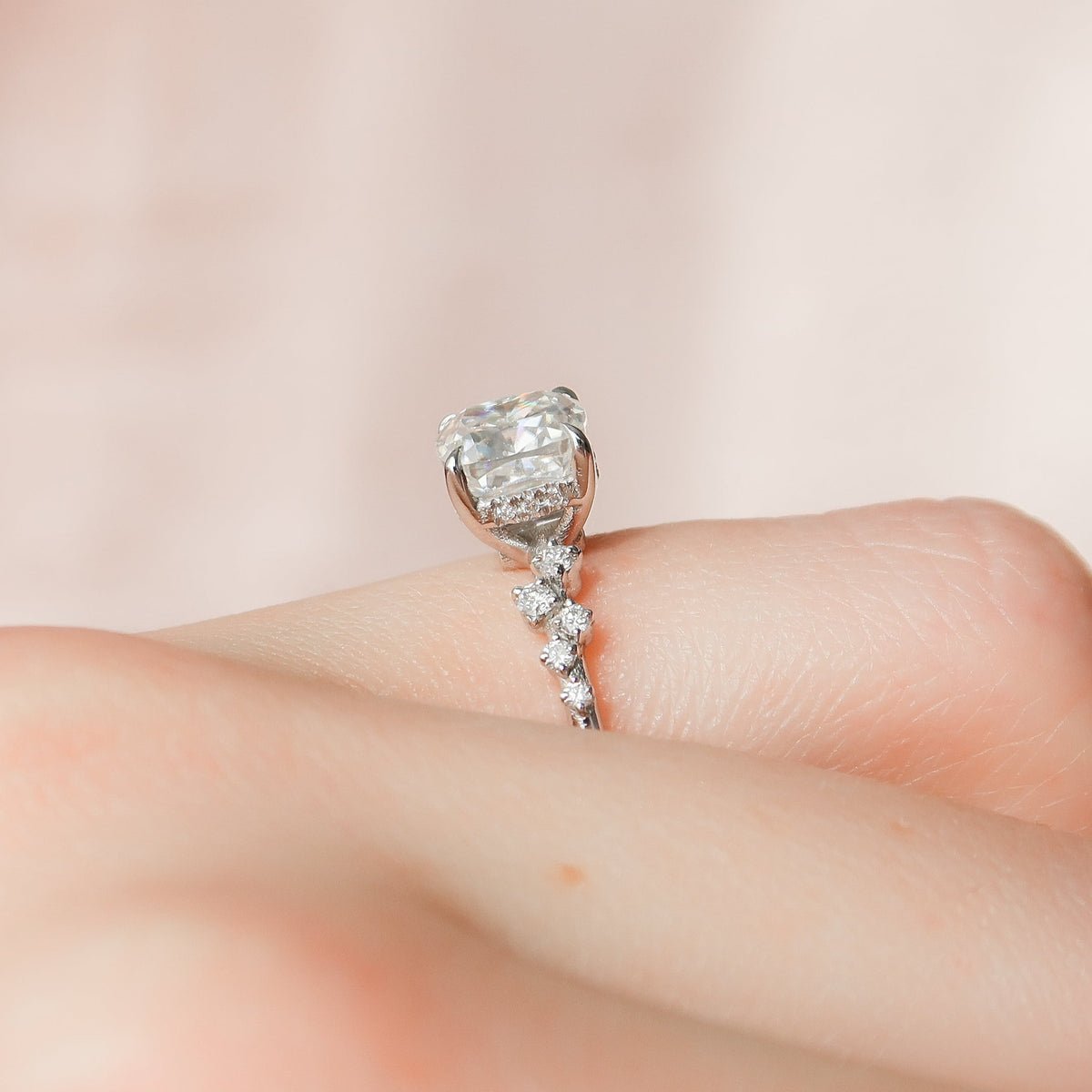1.50 - 3.50 CT Cushion Cut  Lab Grown Diamond Cluster Engagement Ring
