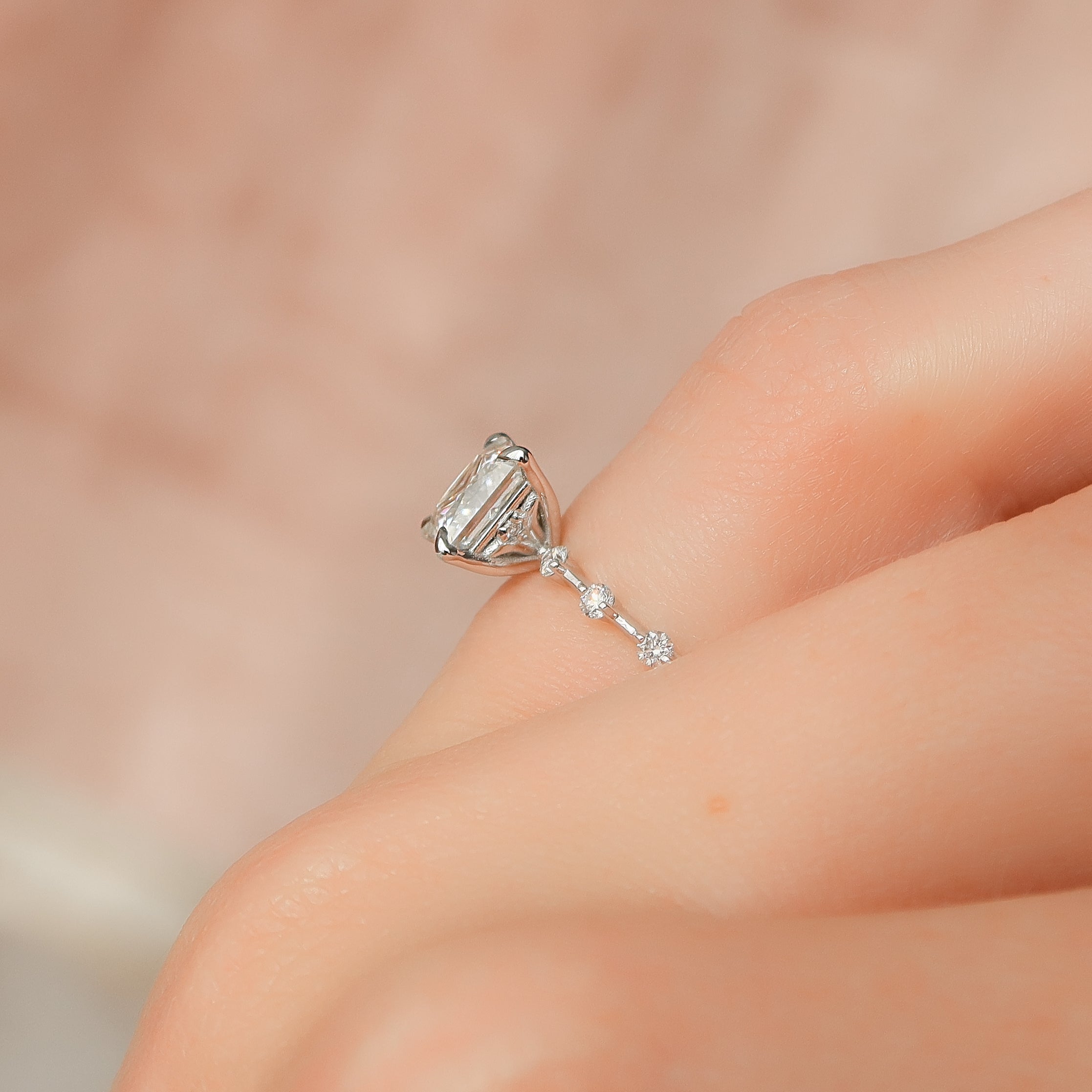 1.0 -3.0 Shape Princess Dainty Engagement Ring