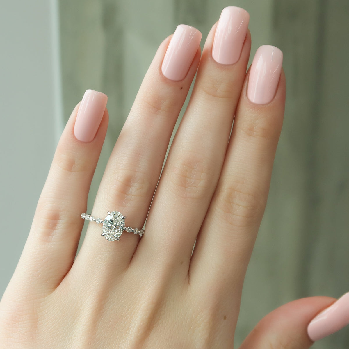 1.50 - 3.50 CT Oval Cut Lab Grown Diamond Hidden Halo & Pave Engagement Ring