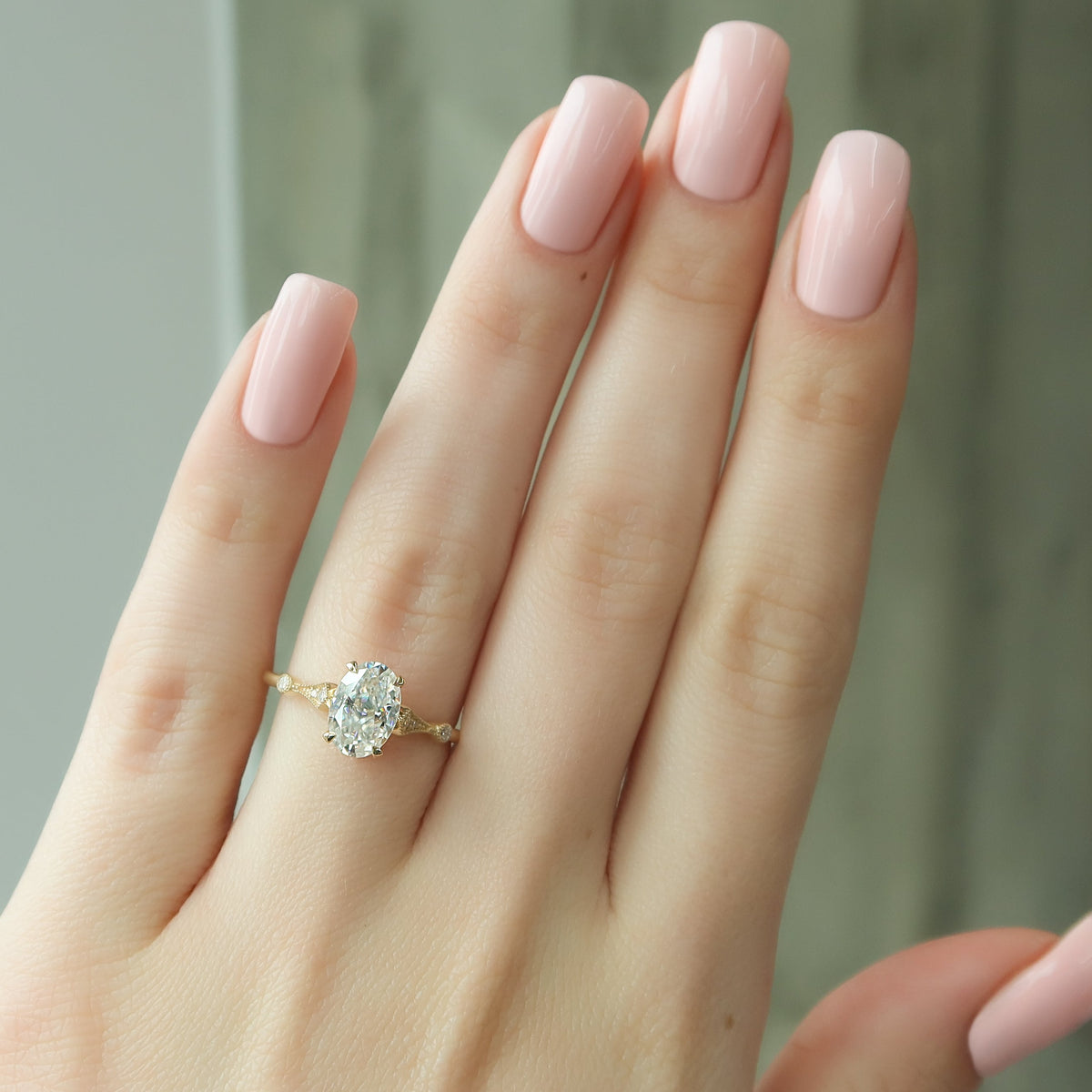 2.0 -4.0 CT Oval Cut Lab Grown Diamond Cluster Engagement Ring