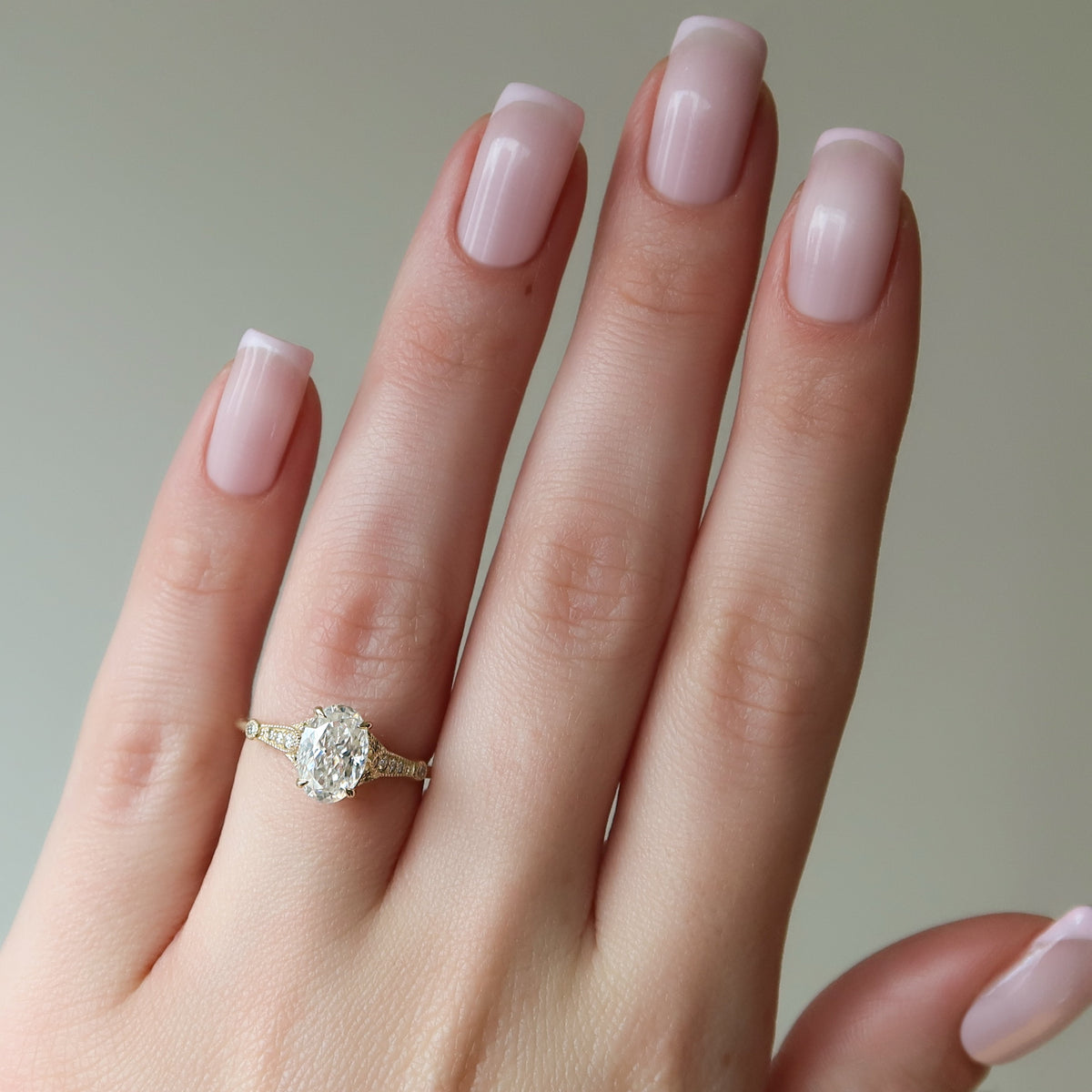 1.50 - 3.50 CT Oval Cut Lab Grown Diamond Pave Engagement Ring