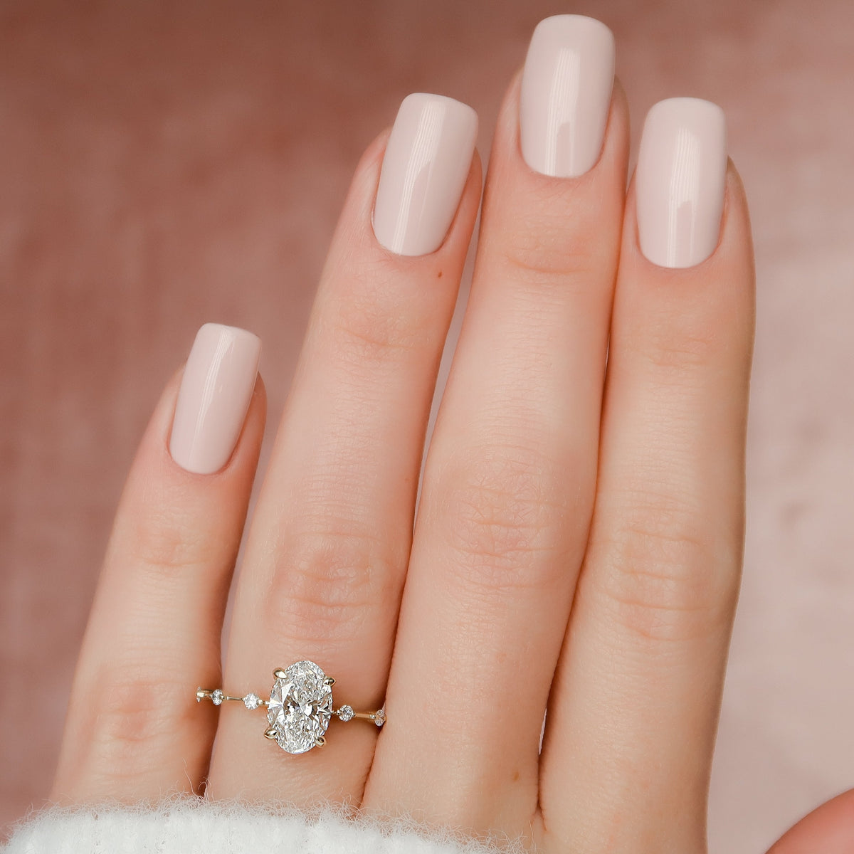 2.0 -4.0 CT Oval Cut Lab Grown Diamond Dainty Engagement Ring