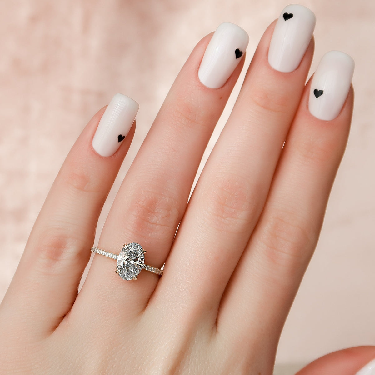 2.0 -4.0 CT Oval Cut Lab Grown Diamond Hidden Halo & Pave Engagement Ring