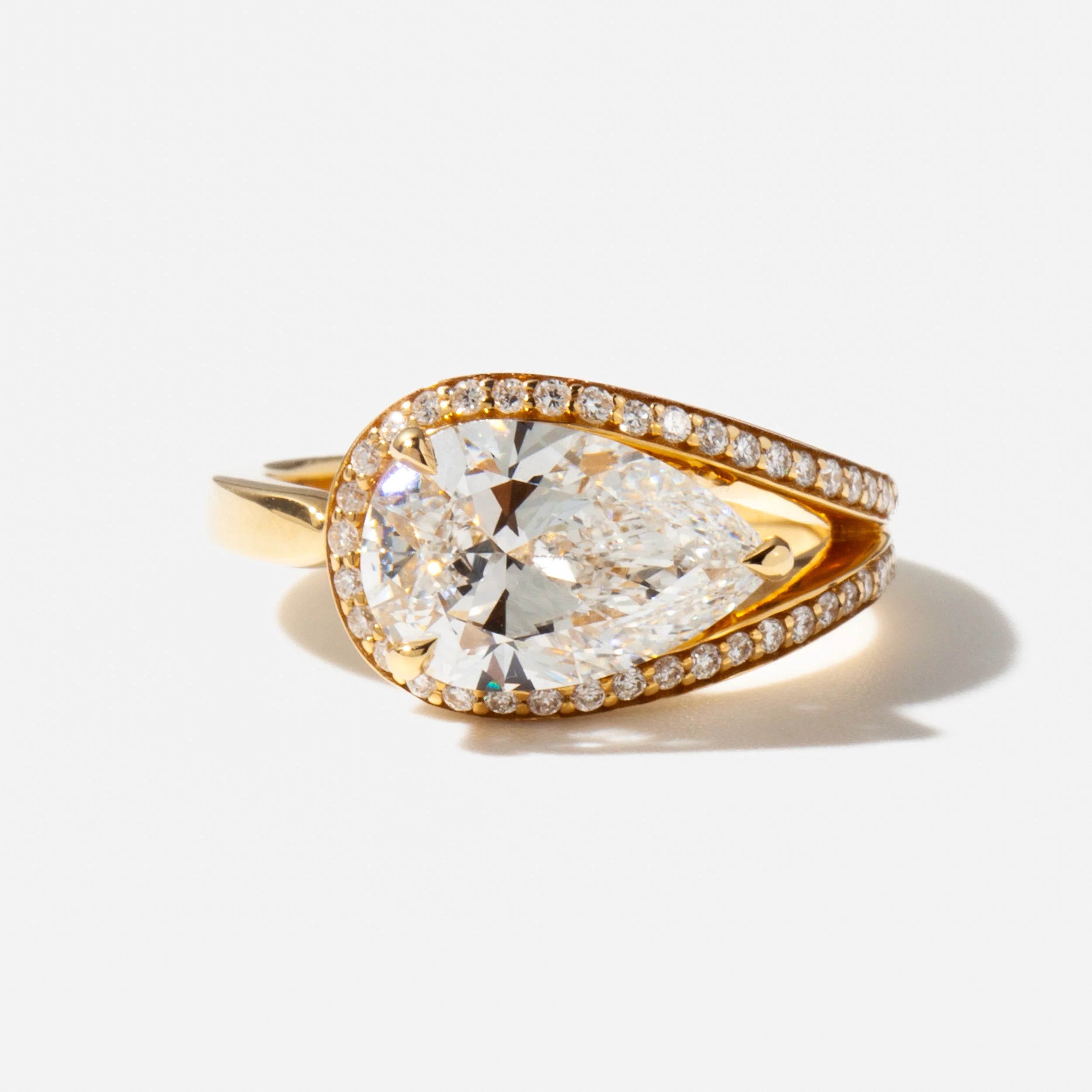 1.50 -3.50 CT Pear CVD Diamond Unique Engagement Ring