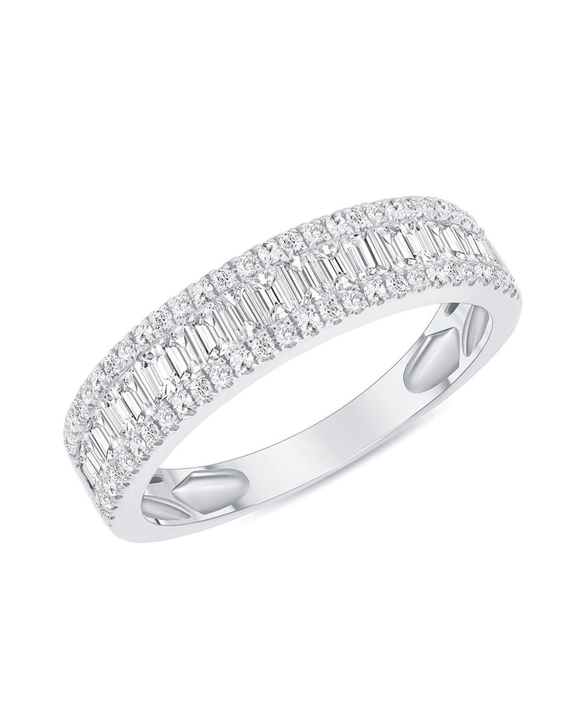 0.80 TCW Baguette & Round CVD Diamond Micro Setting Wedding Band