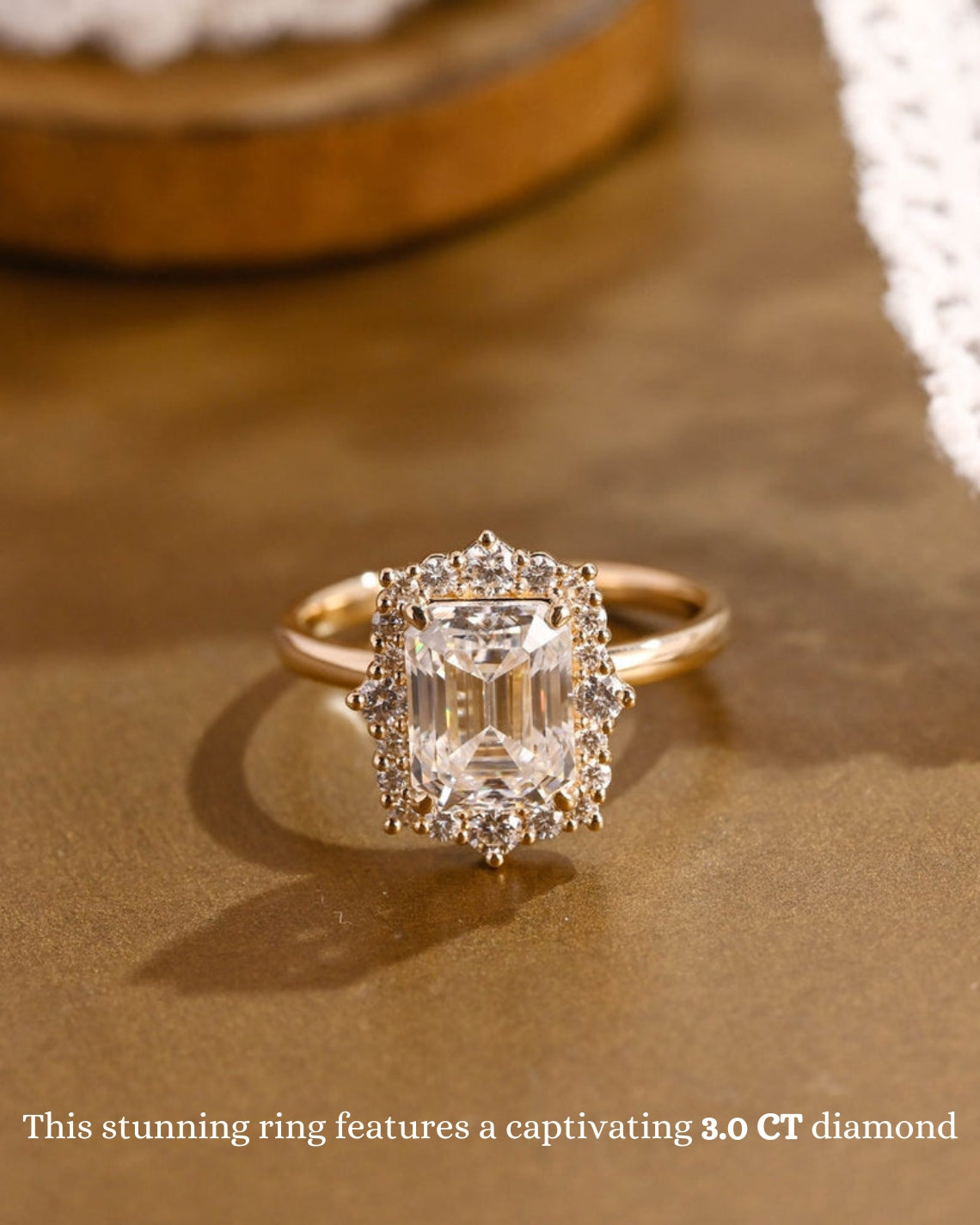 1.0 CT-3.0 CT Emerald F/VS1 CVD Diamond Halo Setting Engagement Ring - Camila Brown